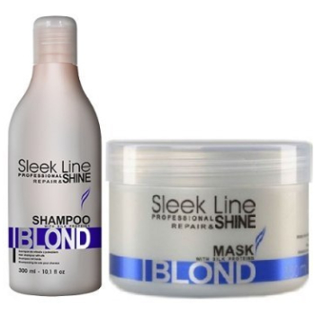 .! ZESTAW STAPIZ SZAMPON SLEEK LINE BLOND Z JEDWABIEM 300L+ MASKA 250L